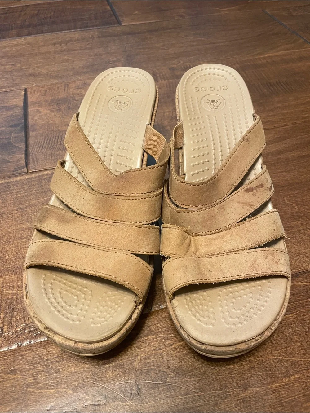 Crocs Women's A-Leigh Cork Wedge strappy Summer Sandals size 9